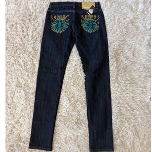 BC Jeans Women's Dark Wash Embroidered Pocket Skinny Jeans Size 27x31